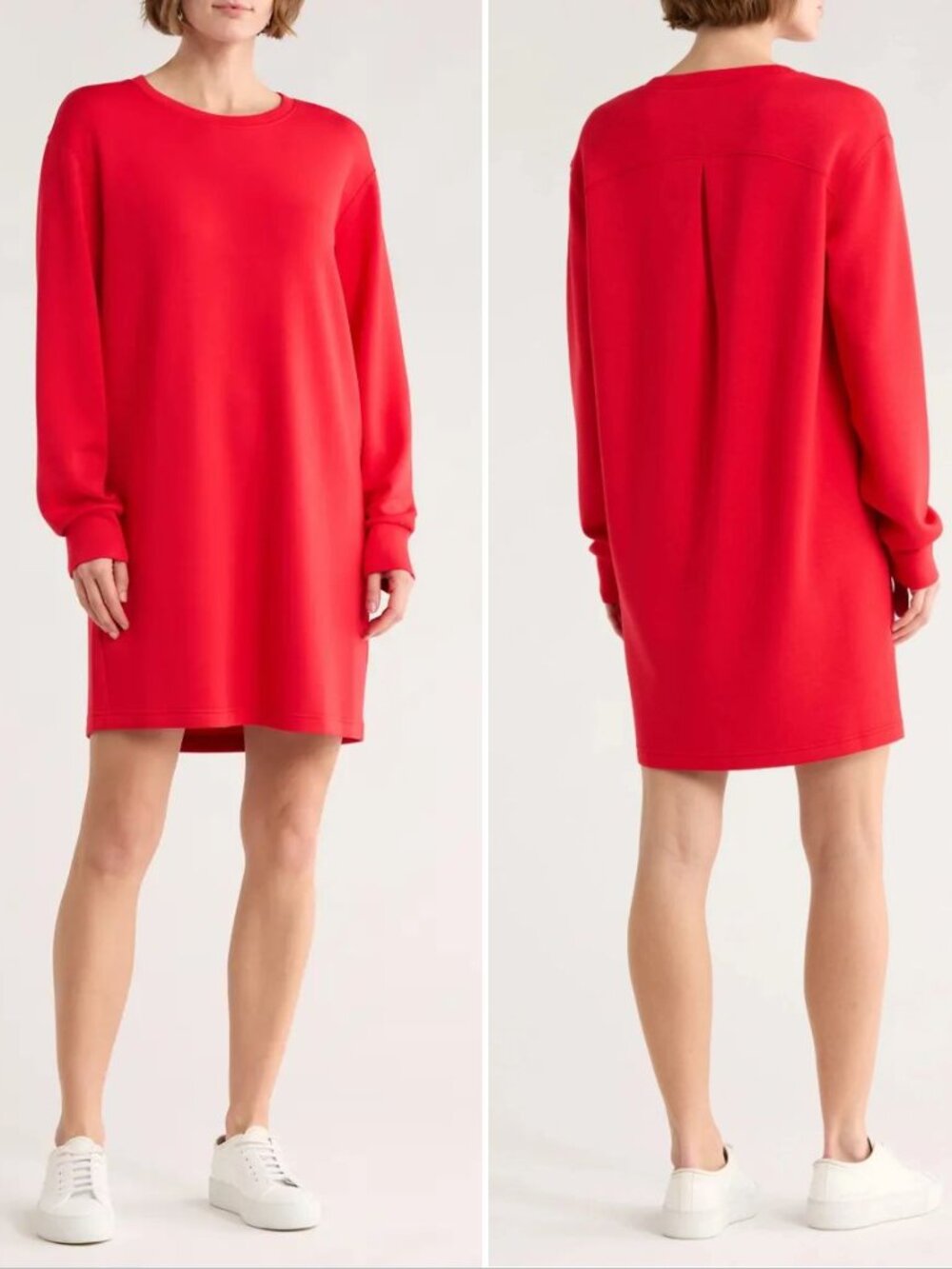 SPANX AirEssentials DRESS Size M Red Crew Neck Long Sleeve Stretch NEW